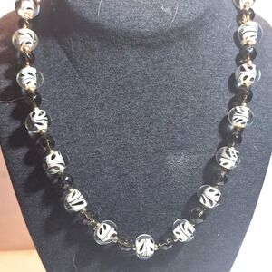 BB Sterling Silver 925 Hand Blown Glass Smoky Quartz Beaded Necklace‎ Artisan
